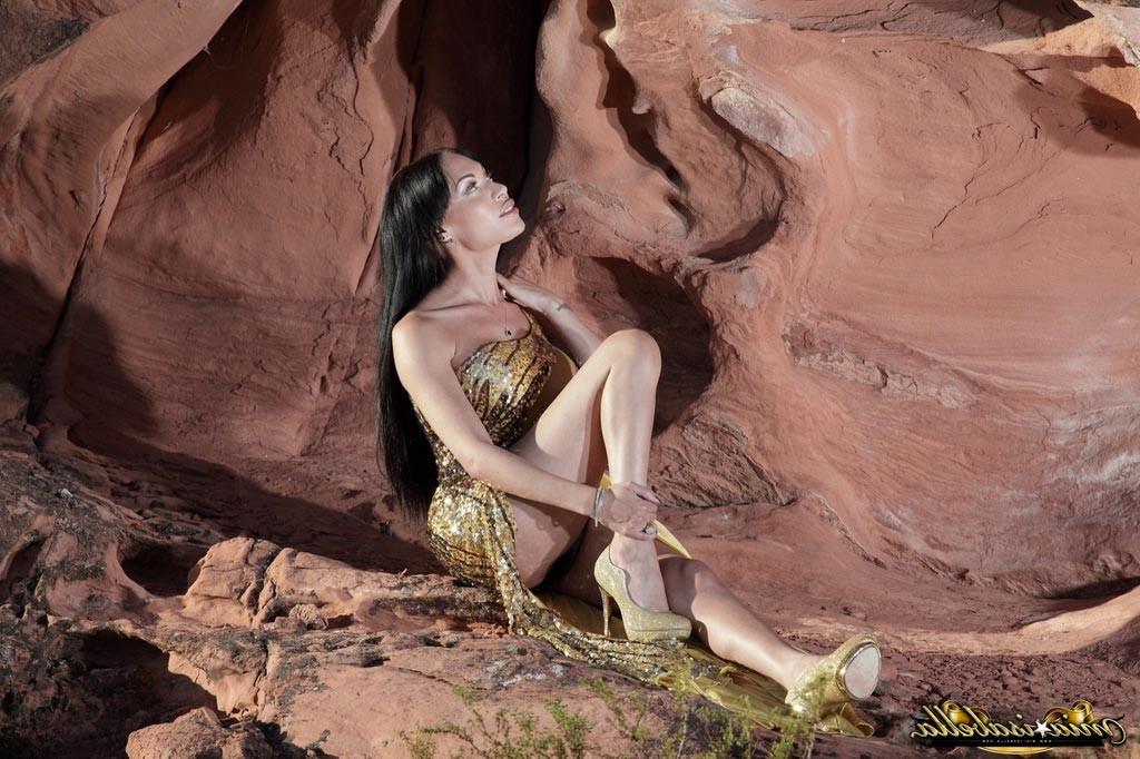 12P Transsexual beauty Mia Isabella strips in the cave