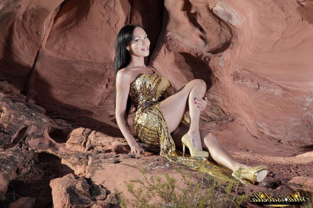 12P Transsexual beauty Mia Isabella strips in the cave