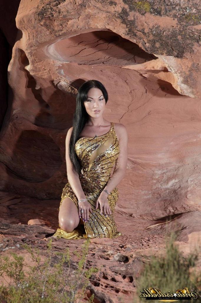 12P Transsexual beauty Mia Isabella strips in the cave
