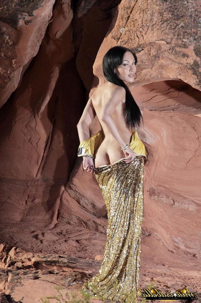 12P Transsexual beauty Mia Isabella strips in the cave
