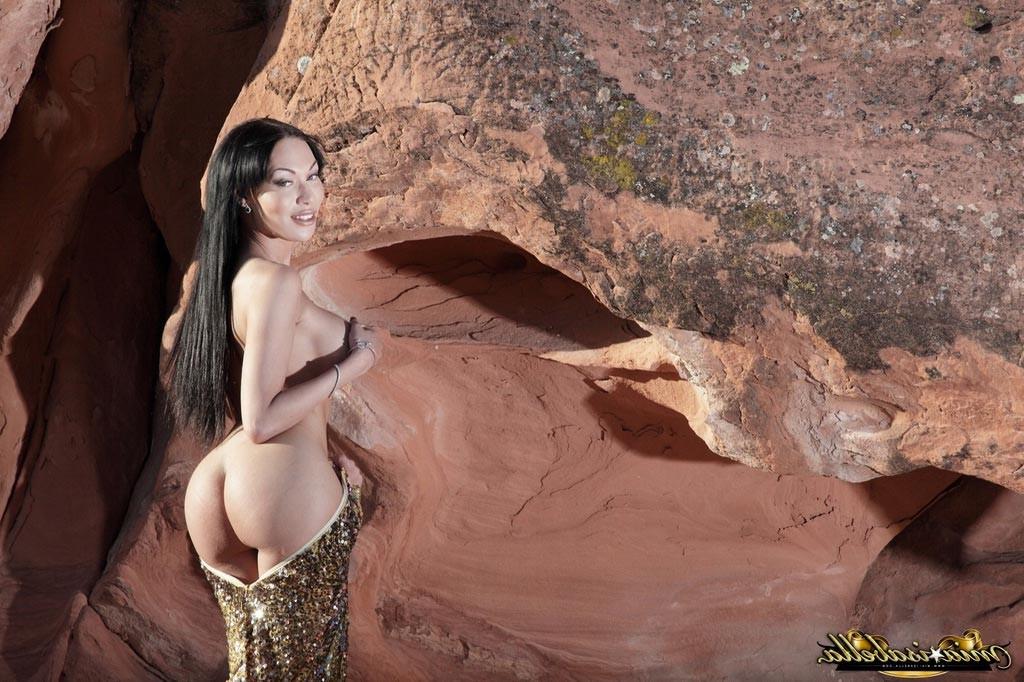 12P Transsexual beauty Mia Isabella strips in the cave