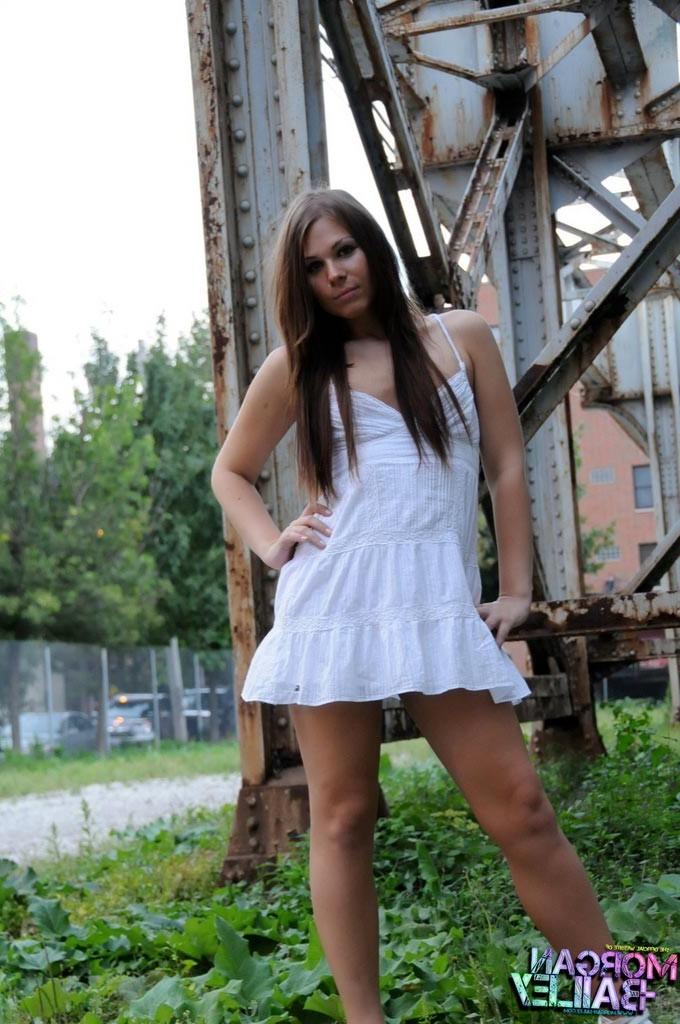 12P Pretty Ashley George posing on the train tracks