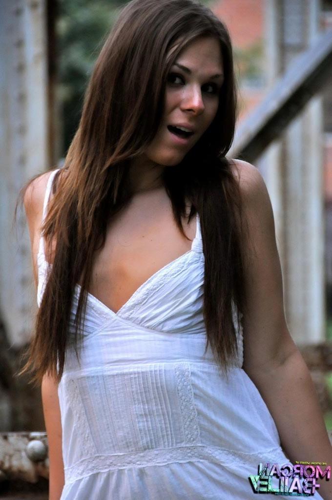 12P Pretty Ashley George posing on the train tracks