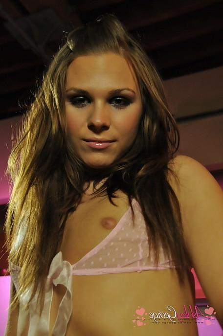15P Teenage tgirl Ashley George gets a dildo from one of her fans