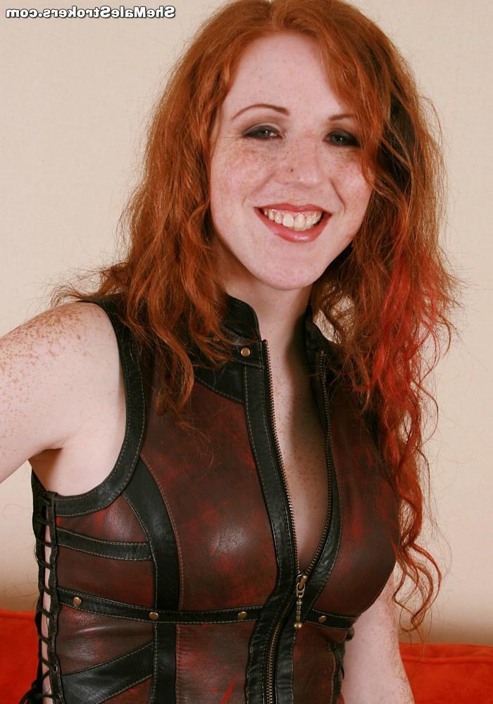 15P Gorgeous and passable redhead tgirl cock stroker