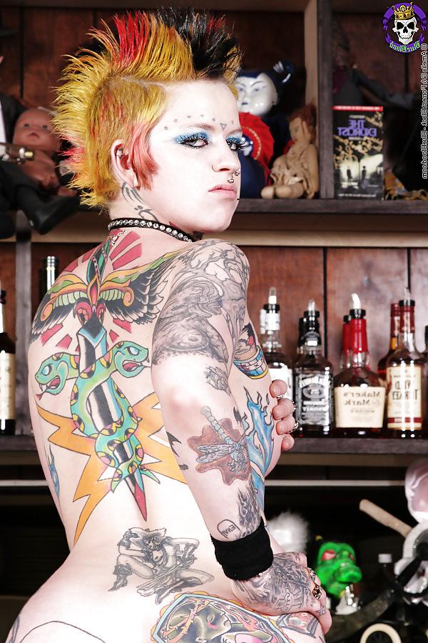 15P Tattoo Punk Pin-up Nude on Bar