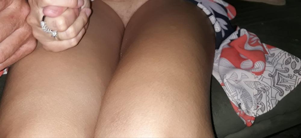 9P flashing shaven pussy in restaurant, bar and car