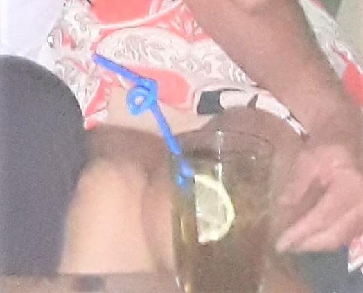 9P flashing shaven pussy in restaurant, bar and car