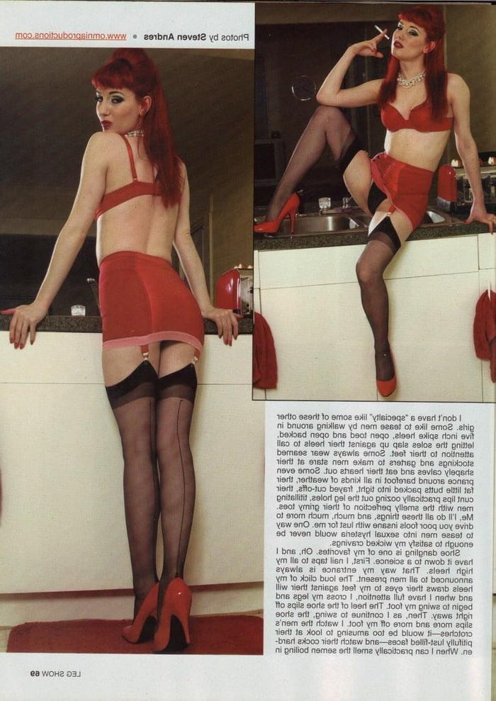 8P Leg Show Magazine - Red Girdle &amp; Black Stockings