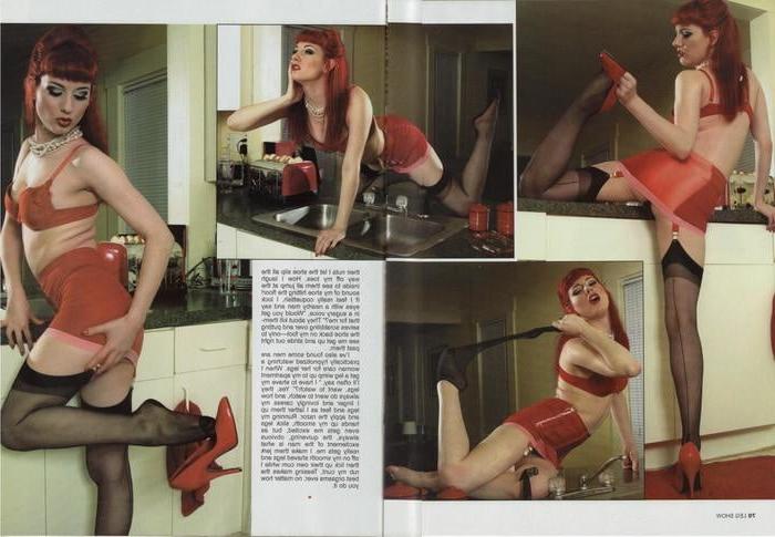 8P Leg Show Magazine - Red Girdle &amp; Black Stockings