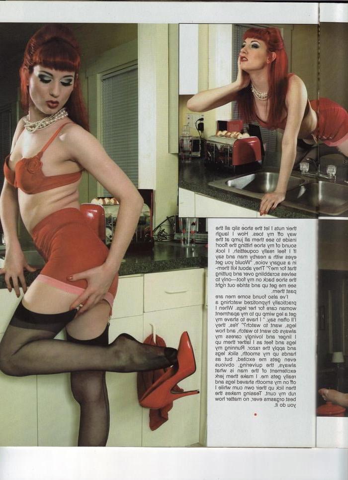 8P Leg Show Magazine - Red Girdle &amp; Black Stockings