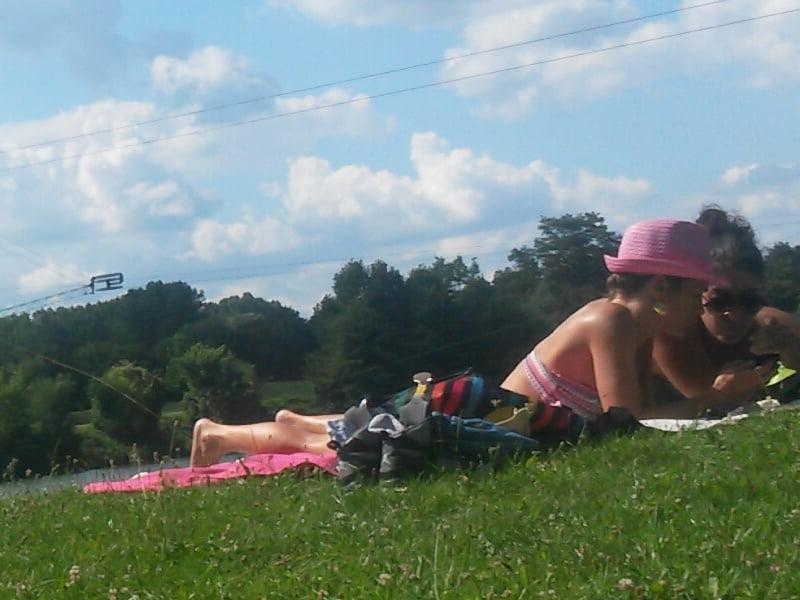 9P milf in the sun in thong, nice ass