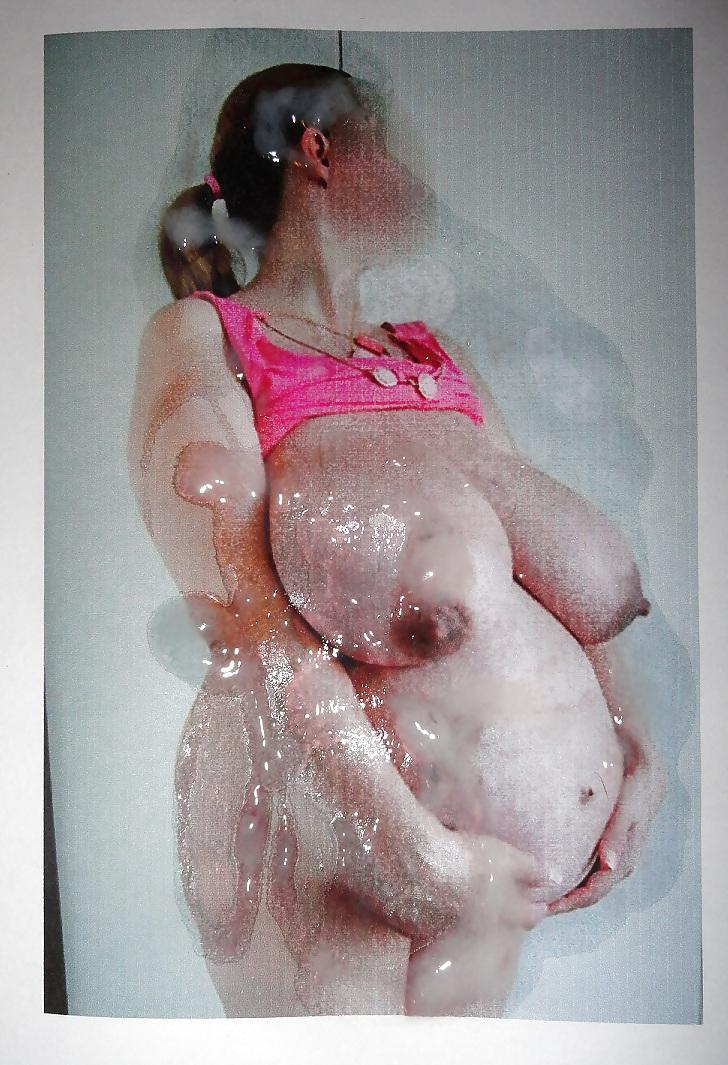 4P Heavily pregnant huge titted whore