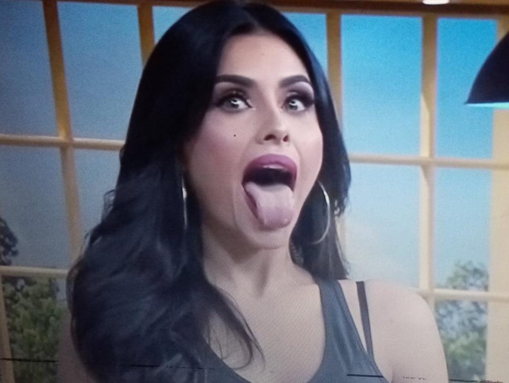 15P Mexican Kristal opening her mouth to receive everyone's milk