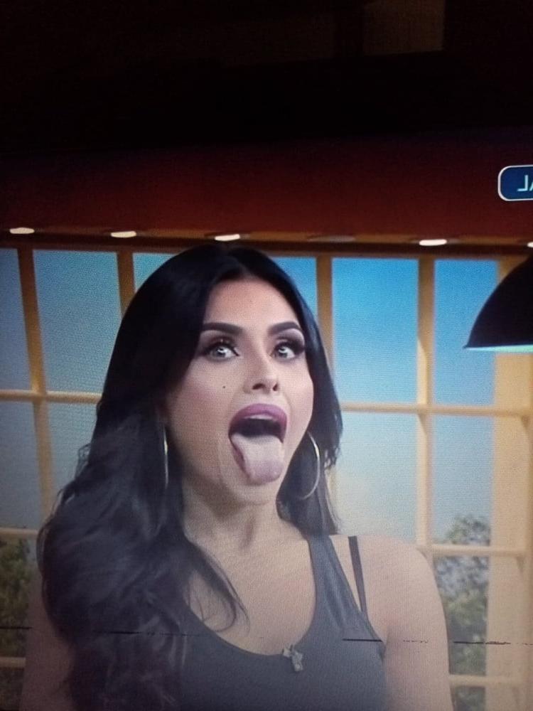15P Mexican Kristal opening her mouth to receive everyone's milk