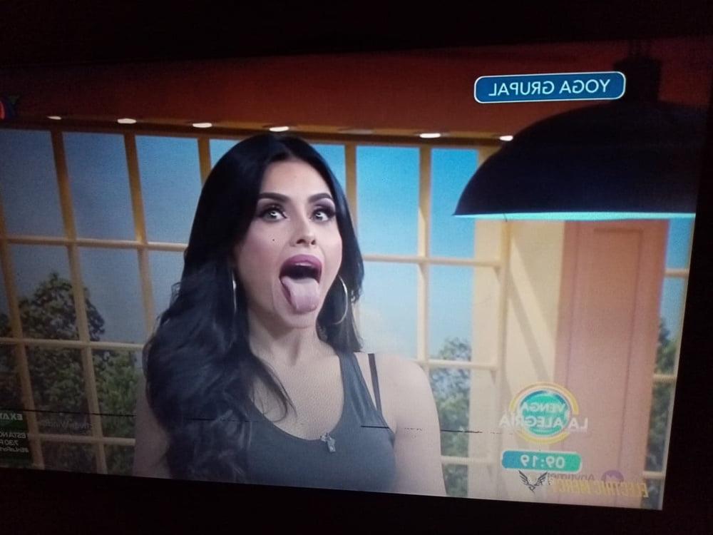 15P Mexican Kristal opening her mouth to receive everyone's milk