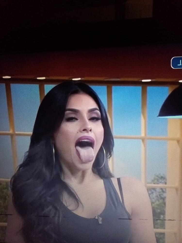 15P Mexican Kristal opening her mouth to receive everyone's milk