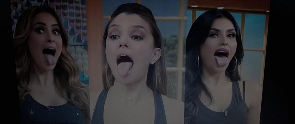 15P Mexican Kristal opening her mouth to receive everyone's milk