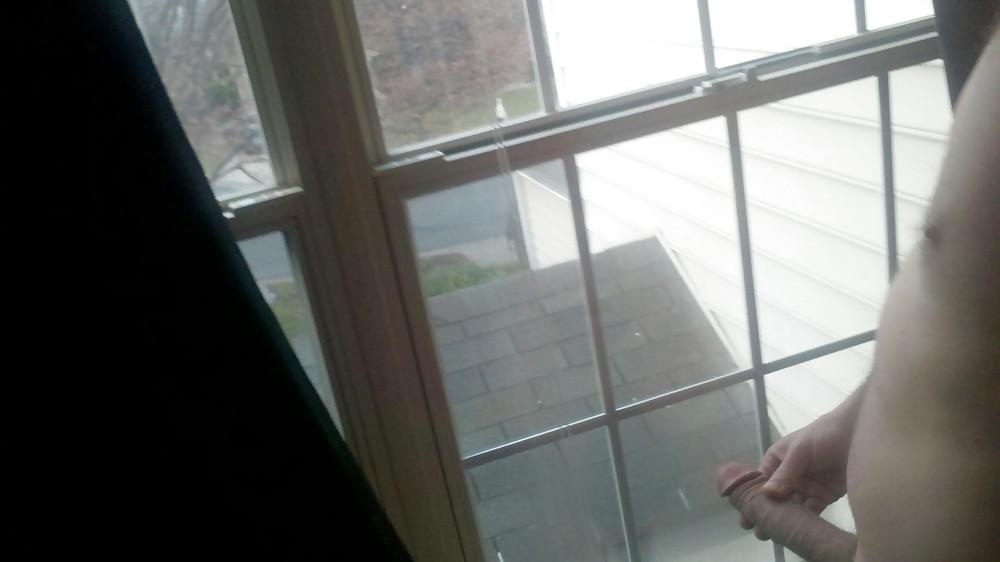 8P Flashing my cock at the window - larger pics