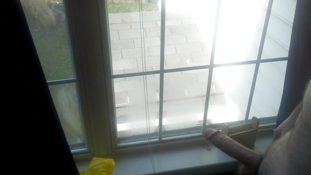 8P Flashing my cock at the window - larger pics