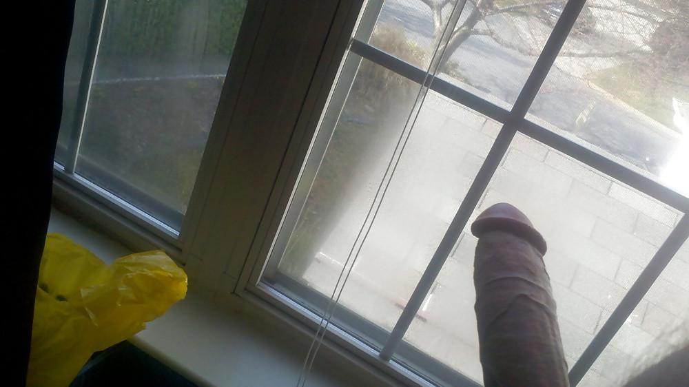 8P Flashing my cock at the window - larger pics