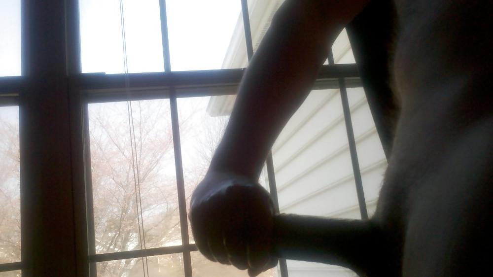 8P Flashing my cock at the window - larger pics