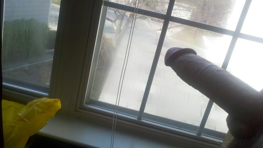 8P Flashing my cock at the window - larger pics