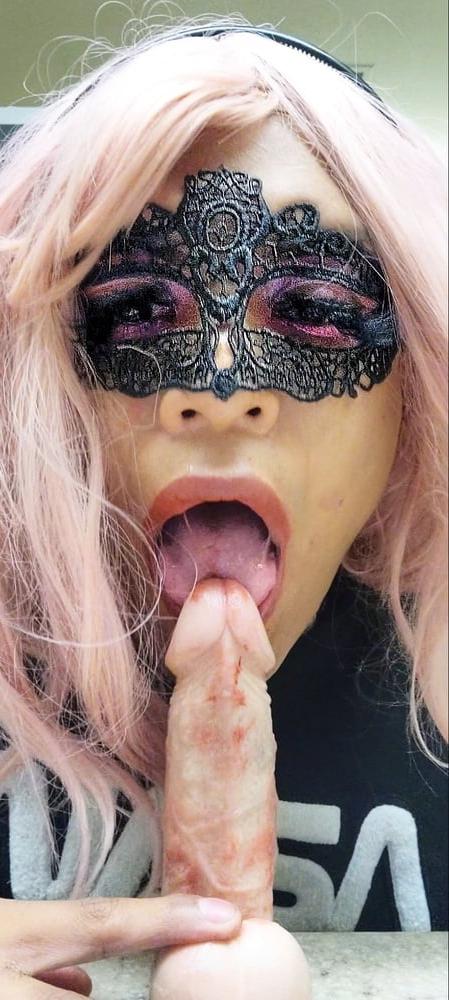 6P Sissy Femboy Deepthroats Dildo In Women's Public Restroom