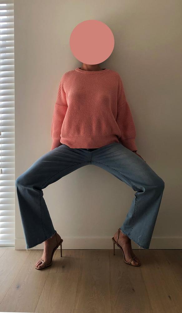 6P Exposed thong in jeans &amp; stiletto's