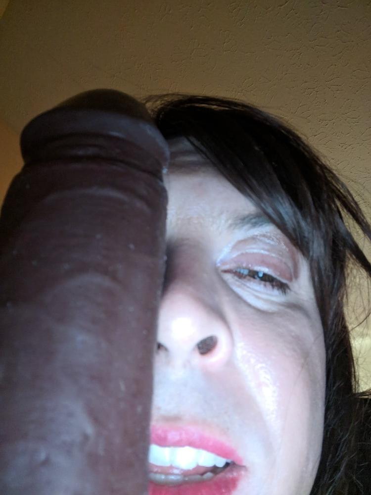 19P Cute Sissy Sucks BBC Dildo... Again!
