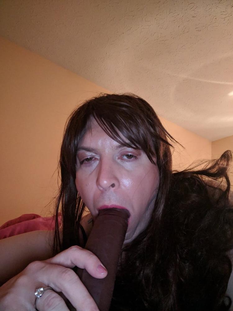 19P Cute Sissy Sucks BBC Dildo... Again!