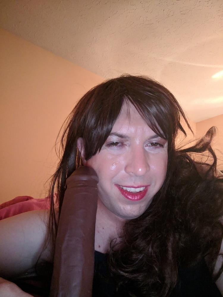 19P Cute Sissy Sucks BBC Dildo... Again!