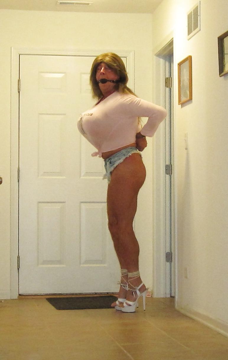 25P Handcuffed Bimbo in Tiny Thong Cutoff Shorts
