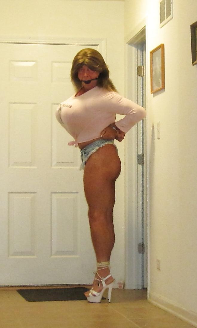 25P Handcuffed Bimbo in Tiny Thong Cutoff Shorts