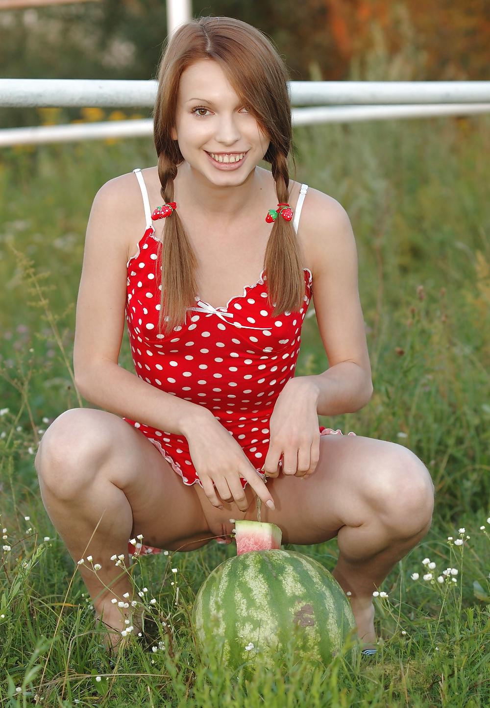 25P Skinny beautyful teen showing herself on the farm