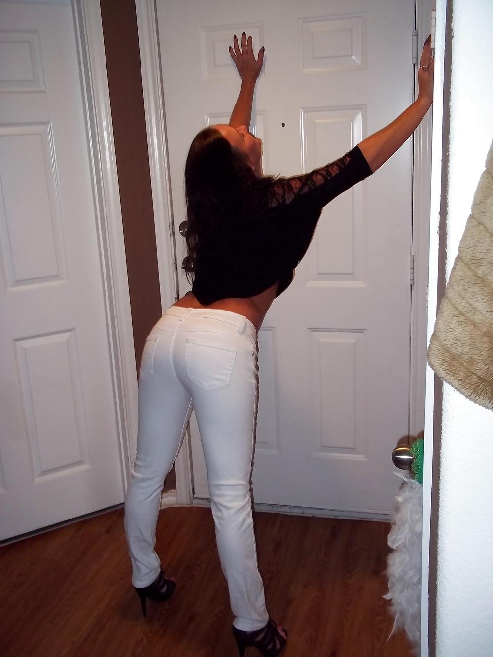 16P Chance's perfect ass and perky tits in tight white jeans