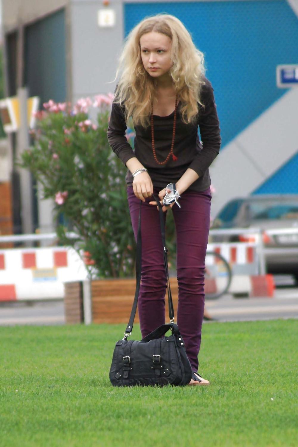 12P Blonde skinny teens in tight jeans