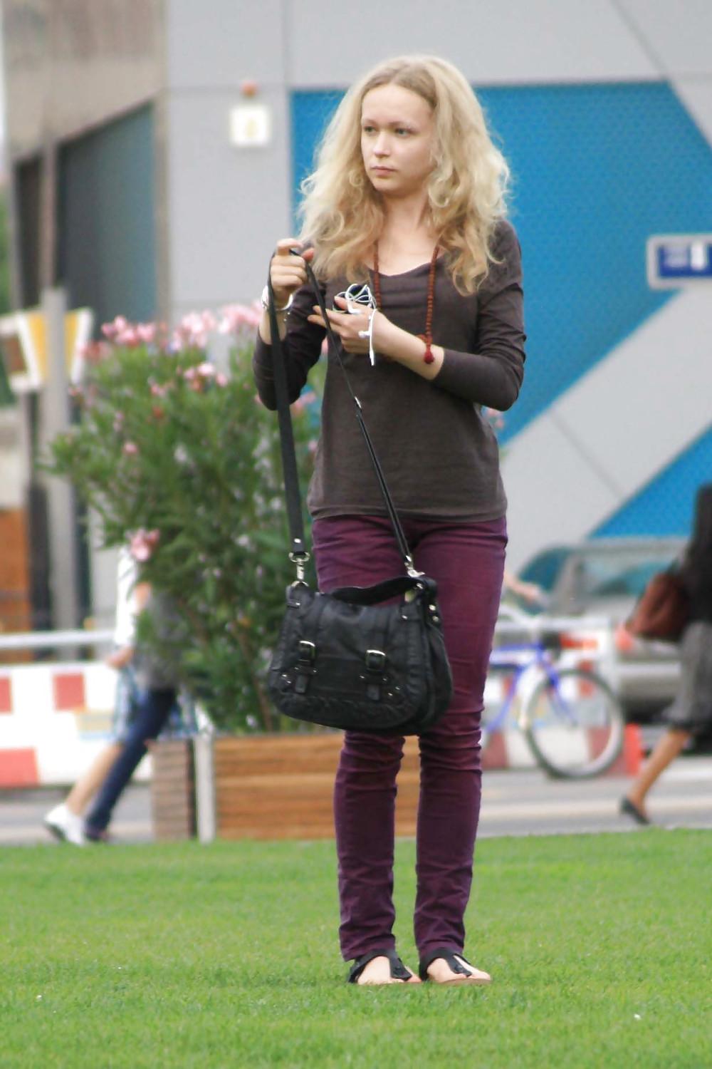 12P Blonde skinny teens in tight jeans