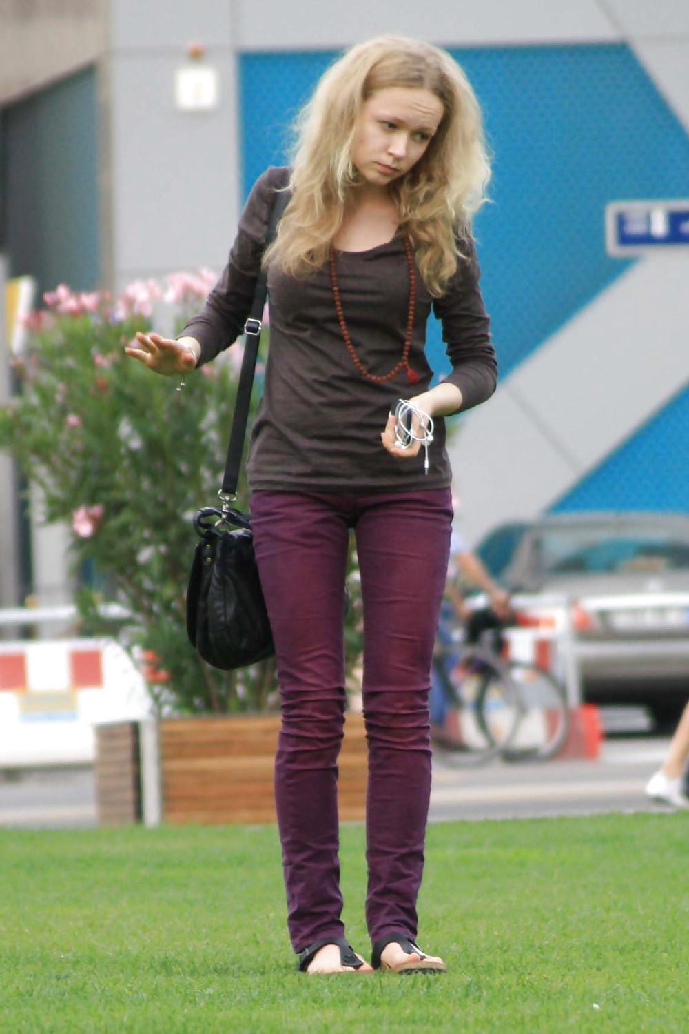 12P Blonde skinny teens in tight jeans