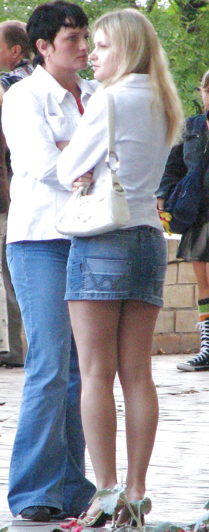 18P In The Streets 042 - Whiteblue Miniskirt Jeans