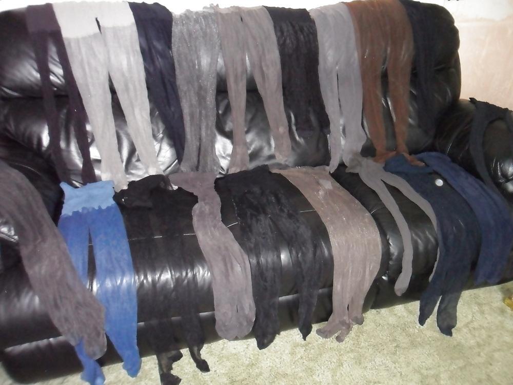 25P Showing off my pantyhose collection