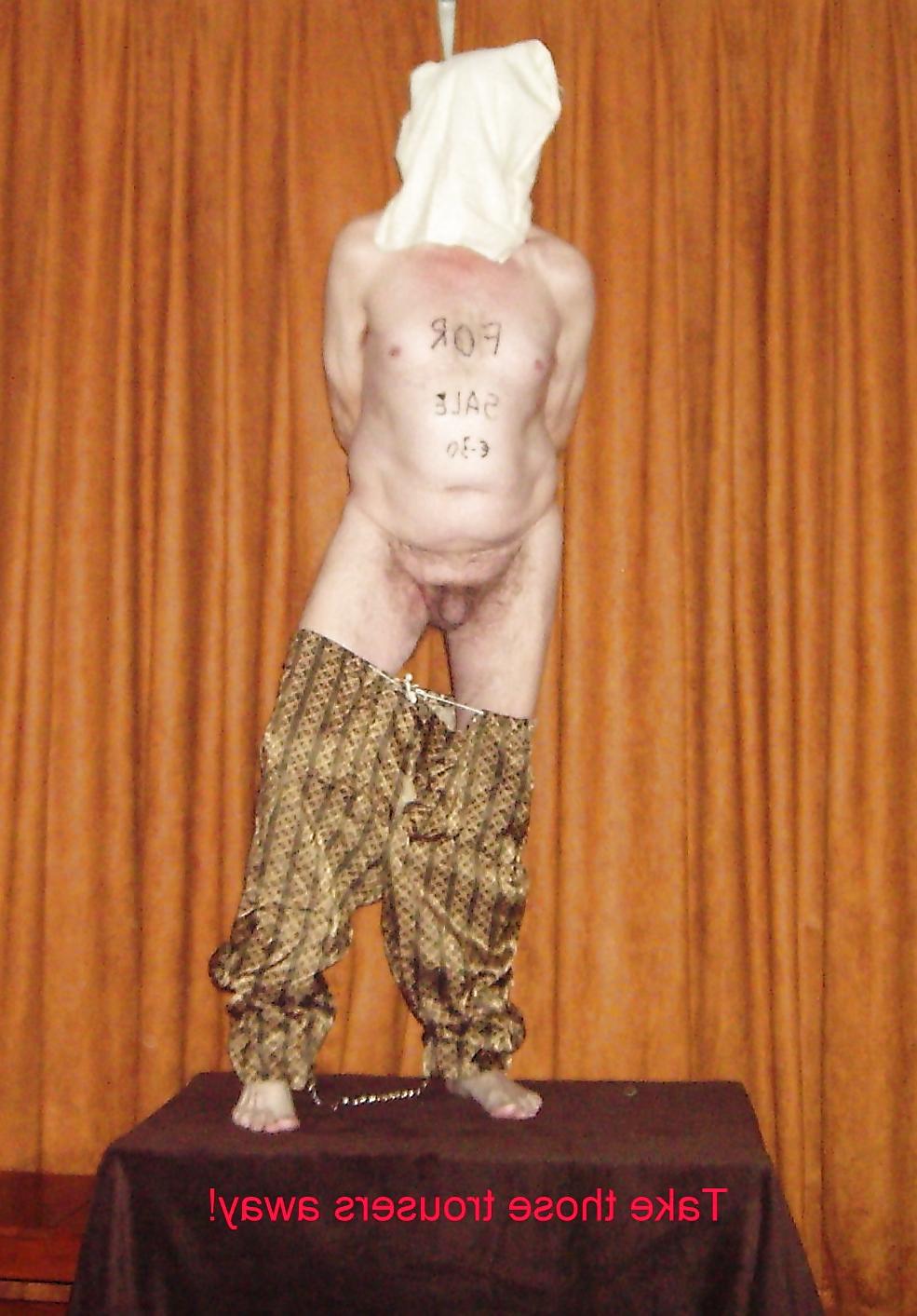 8P Slave market, public sale of a naked male slave