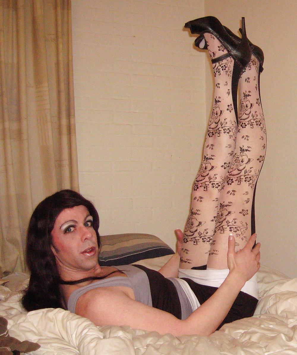5P Me with fantasy black and white pantyhose