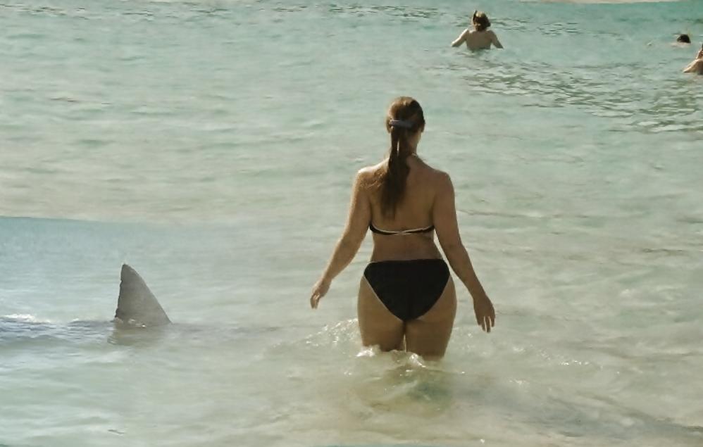 5P Blonde curvy girl being preyed on by a shark