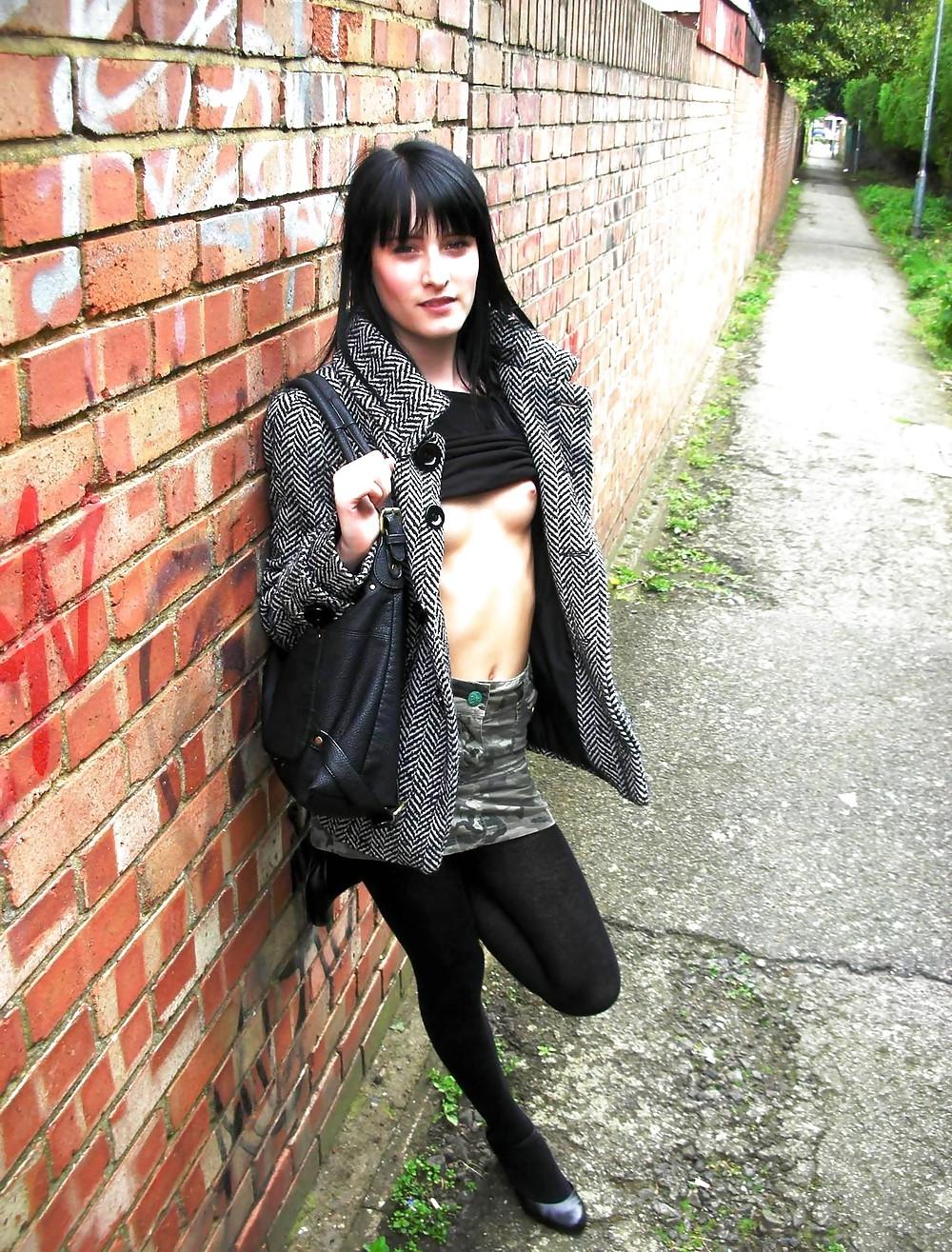 25P Skinny brunette public nudity