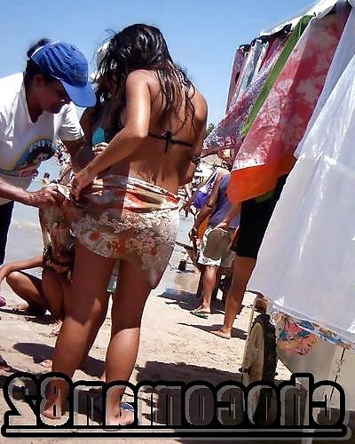 9P Voyeur on beach fat ass