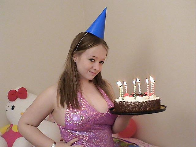 14P Chubby blonde on her birthday