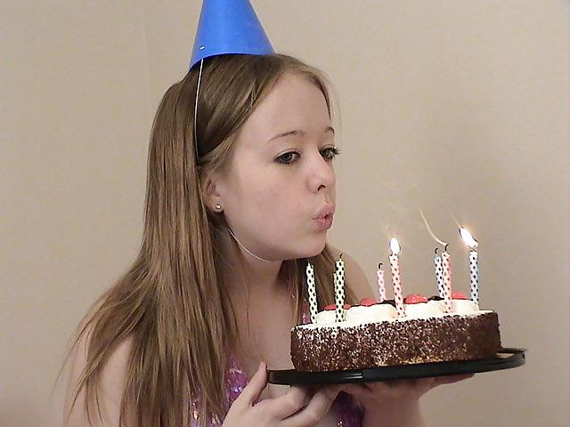 14P Chubby blonde on her birthday