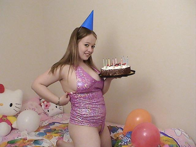14P Chubby blonde on her birthday