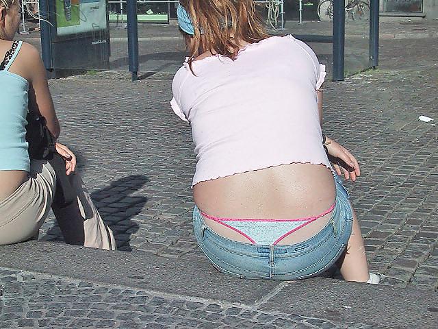 15P Amateur thong peeks, slips and ass. 
